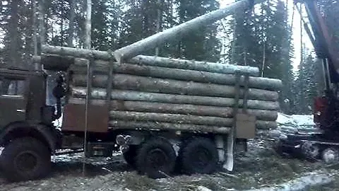 Камаз 4310 батыр лесовоз с мультиком, лесопогрузчик ЛТ-72